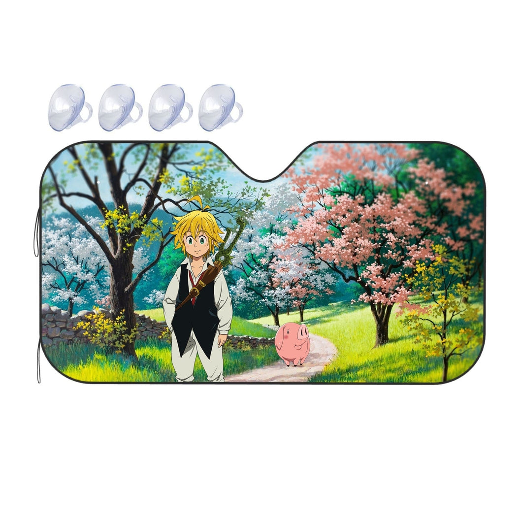 The Seven Deadly Sins - Meliodas & Hawk Car Sunshade