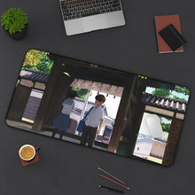 Load image into Gallery viewer, Anime girl and boy notice each other in passing Mouse Pad (Desk Mat) On Desk
