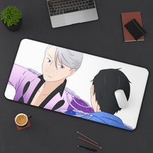 Load image into Gallery viewer, Yuri!!! On Ice Victor Nikiforov, Yuuri Katsuki Mouse Pad (Desk Mat) On Desk
