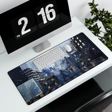 Load image into Gallery viewer, Anime Girl Crossing the Road in the Rain Mouse Pad (Desk Mat) With Laptop
