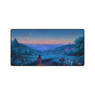 Anime Girl on Scenic Night Mouse Pad (Desk Mat)