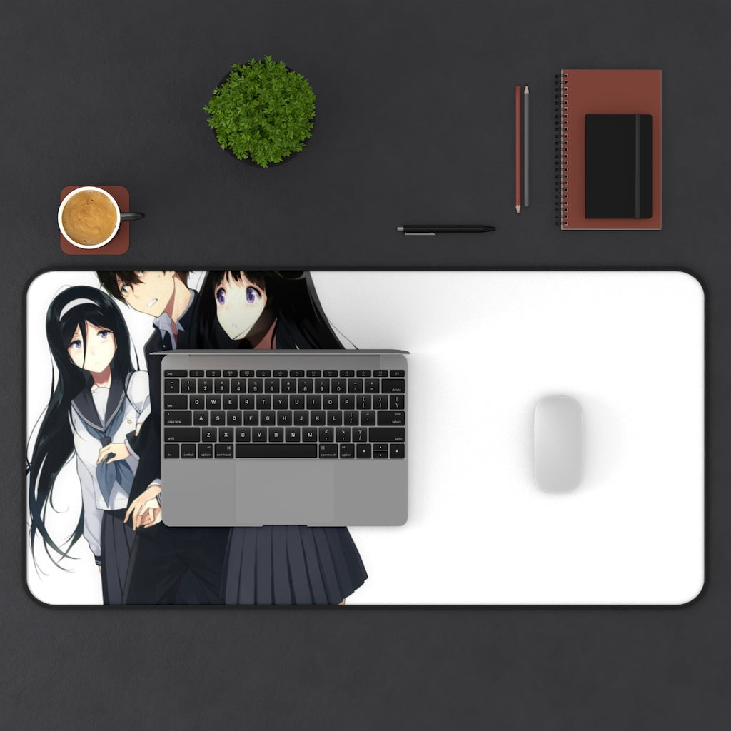 Eru Chitanda  And  Hōtarō Oreki Mouse Pad (Desk Mat) With Laptop