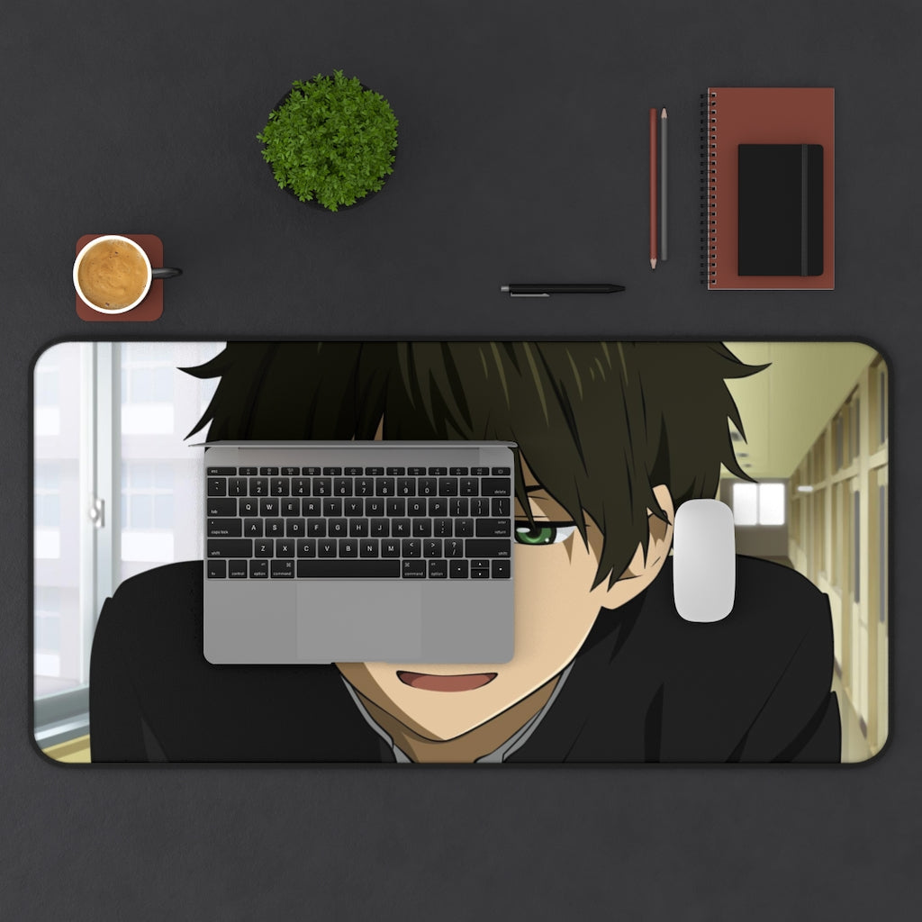 Hōtarō Oreki Hard Smile Mouse Pad (Desk Mat) With Laptop