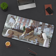 Load image into Gallery viewer, Cat Girl Playing The Guitar With Her Cat Friends Mouse Pad (Desk Mat) On Desk
