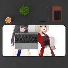 Load image into Gallery viewer, Lycoris Recoil Takina Inoue, Chisato Nishikigi Mouse Pad (Desk Mat) With Laptop
