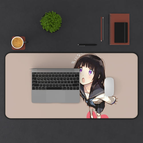 Eru Chitanda  Looking up Mouse Pad (Desk Mat) With Laptop