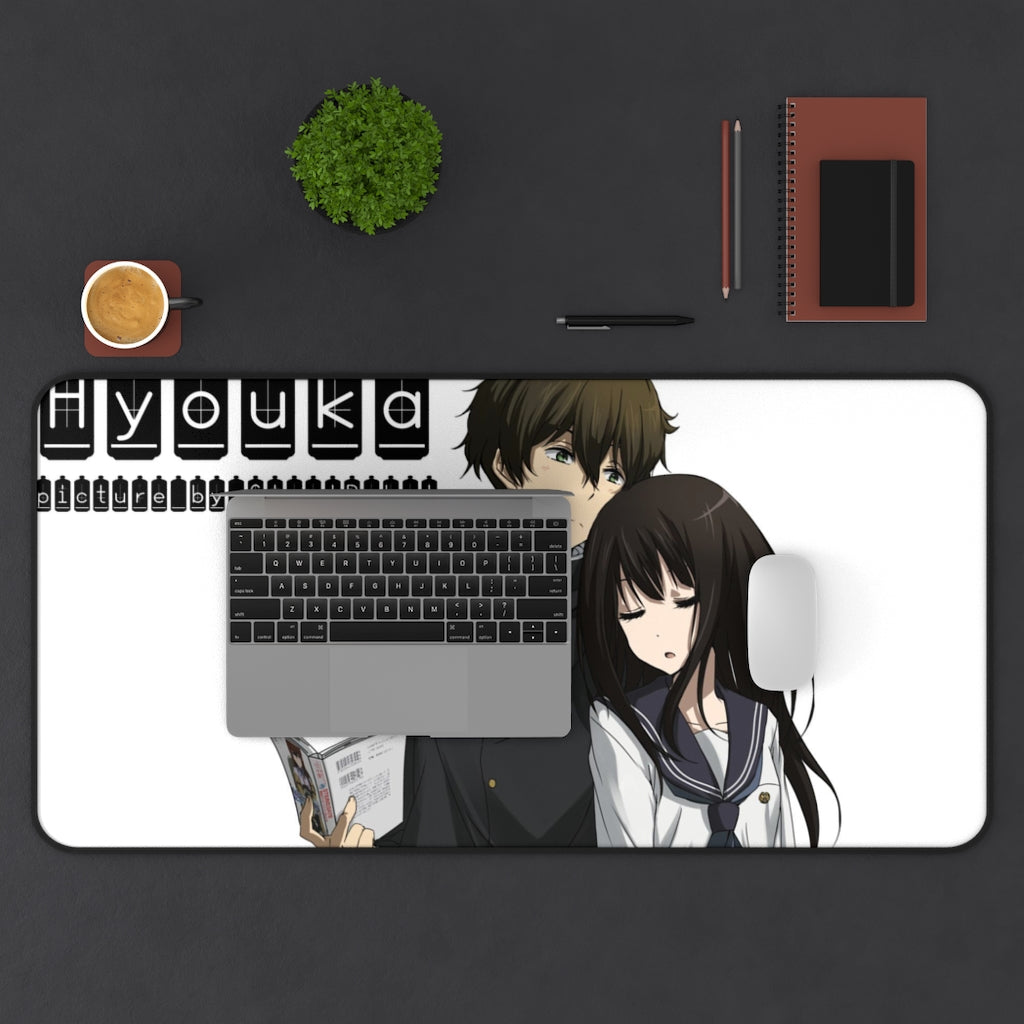 Eru Chitanda  And  Hōtarō Oreki Mouse Pad (Desk Mat) With Laptop