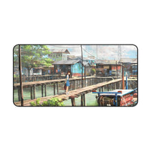 Load image into Gallery viewer, Anime girl at the docks of a small fishing village Mouse Pad (Desk Mat)
