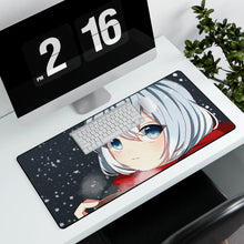 Load image into Gallery viewer, Anime girl drinking hot chocolate on a cold snowy night Mouse Pad (Desk Mat) With Laptop
