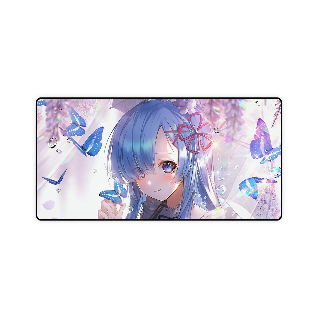 Anime, Girl, Butterfly, Rem, Maid, Long Hair, Re:Zero, Mouse Pad (Desk Mat)
