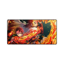 Load image into Gallery viewer, Tanjiro and Kyojuro Rengoku, Flames, Katana, Kimetsu no Yaiba, Mouse Pad (Desk Mat)
