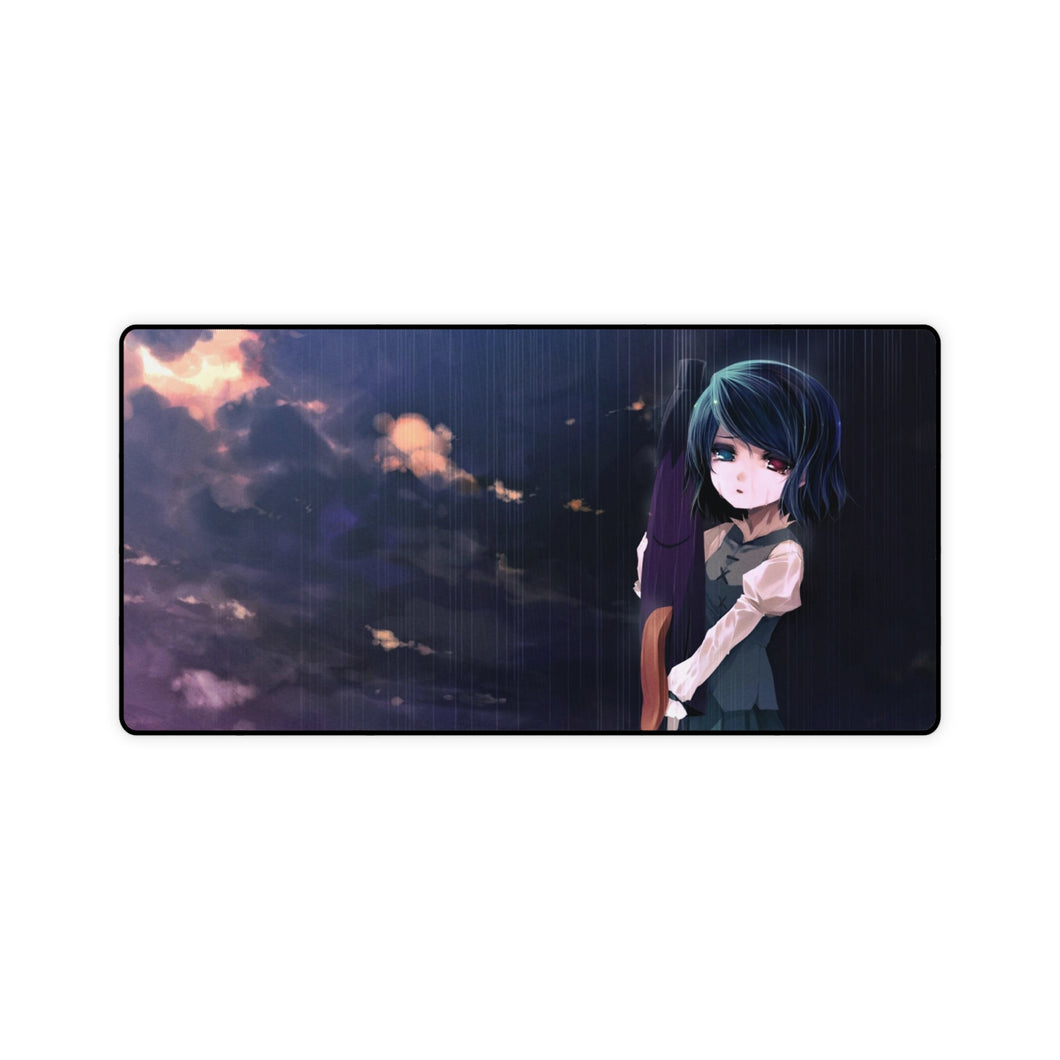 Sad Anime Girl in the Rain Mouse Pad (Desk Mat)