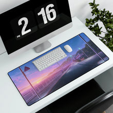Load image into Gallery viewer, An anime style road with a stunning purple sunset on the horizon. Mouse Pad (Desk Mat)
