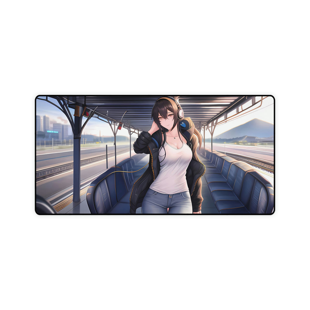 Headphone girl Mouse Pad (Desk Mat)