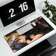 Load image into Gallery viewer, Dude Likes Cats, Cookies &#39;n Coffee (or is That tea?) Mouse Pad (Desk Mat) With Laptop
