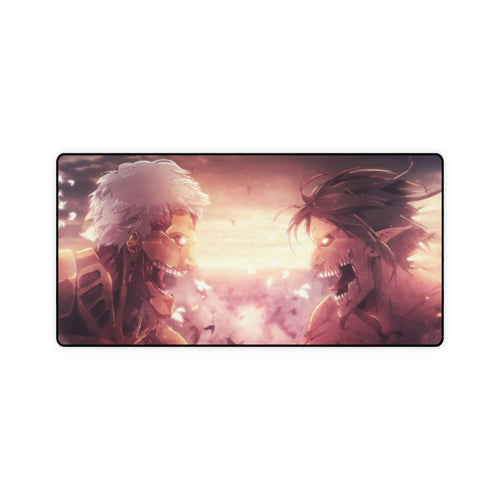 Armored Titan and Eren screaming at each other Mouse Pad (Desk Mat)