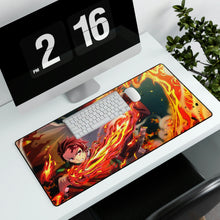 Load image into Gallery viewer, Tanjiro and Kyojuro Rengoku, Flames, Katana, Kimetsu no Yaiba, Mouse Pad (Desk Mat)
