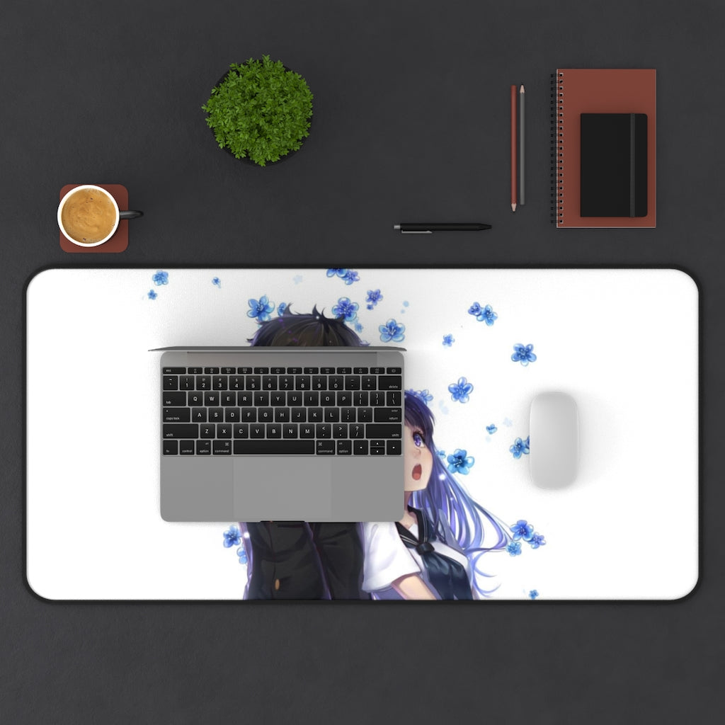 Eru Chitanda And Hōtarō Oreki Together Mouse Pad (Desk Mat) With Laptop