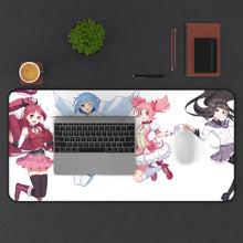 Load image into Gallery viewer, Puella Magi Madoka Magica Homura Akemi, Madoka Kaname, Sayaka Miki, Mami Tomoe Mouse Pad (Desk Mat) With Laptop
