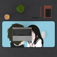 Load image into Gallery viewer, houtarou oreki y eru chitanda hyouka minimalist Mouse Pad (Desk Mat) With Laptop
