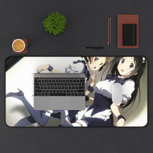 Eru Chitanda And Mayaka Ibara Maid Dress Mouse Pad (Desk Mat) With Laptop