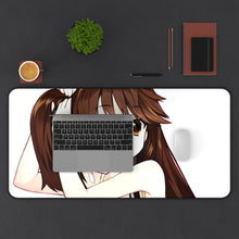 Load image into Gallery viewer, Brown hair girl Mouse Pad (Desk Mat) With Laptop
