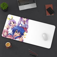 Load image into Gallery viewer, Lucky Star Konata Izumi, Kagami Hiiragi, Tsukasa Hiiragi, Miyuki Takara Mouse Pad (Desk Mat) On Desk
