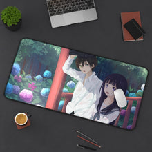 Load image into Gallery viewer, Eru Chitanda  And  Hōtarō Oreki in the rain Mouse Pad (Desk Mat) On Desk
