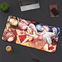 Load image into Gallery viewer, Puella Magi Madoka Magica Homura Akemi, Madoka Kaname, Sayaka Miki, Mami Tomoe, Kyuubey Mouse Pad (Desk Mat) On Desk
