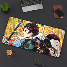 Load image into Gallery viewer, Tanjiro Kamado Nezuko Kamado Mouse Pad (Desk Mat) On Desk
