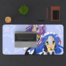 Load image into Gallery viewer, Lucky Star Konata Izumi, Kagami Hiiragi Mouse Pad (Desk Mat) With Laptop
