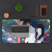 Load image into Gallery viewer, Eru Chitanda  And  Hōtarō Oreki in the rain Mouse Pad (Desk Mat) With Laptop
