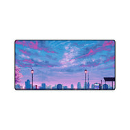 Night, Scenery, Anime, Boy, Riding, Bicycle, Sky, City, Landscape, 8K, #8.314 Mouse Pad (Desk Mat)