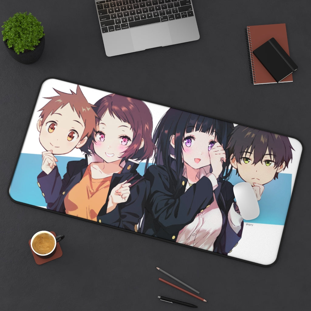 Hyouka Eru Chitanda, Satoshi Fukube, Mayaka Ibara Mouse Pad (Desk Mat) On Desk