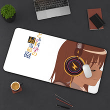 Load image into Gallery viewer, Mikoto Misaka with Headphones on Mouse Pad (Desk Mat) On Desk
