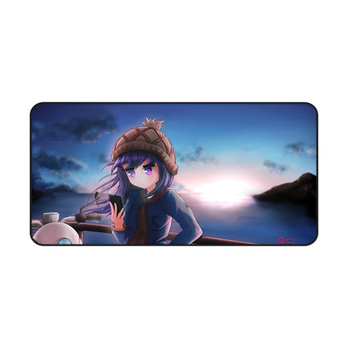 Girl with a scooter by Mouse Pad (Desk Mat)