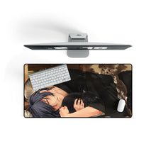 Load image into Gallery viewer, Dude Likes Cats, Cookies &#39;n Coffee (or is That tea?) Mouse Pad (Desk Mat) On Desk
