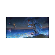 Anime girl holding an octopus wearing a santa hat Mouse Pad (Desk Mat)