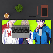 Load image into Gallery viewer, Yuri!!! On Ice Victor Nikiforov, Yuri Plisetsky, Yuuri Katsuki Mouse Pad (Desk Mat) With Laptop
