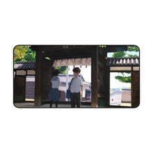 Load image into Gallery viewer, Anime girl and boy notice each other in passing Mouse Pad (Desk Mat)
