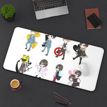 Load image into Gallery viewer, Durarara!! Izaya Orihara, Shizuo Heiwajima, Celty Sturluson, Masaomi Kida, Shinra Kishitani Mouse Pad (Desk Mat) On Desk
