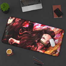 Load image into Gallery viewer, Nezuko Kamado / Tanjirou Kamado Mouse Pad (Desk Mat) On Desk
